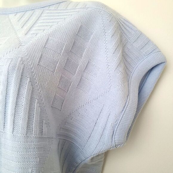 Vintage Short Sleeve Blue Knit Sweater L - Picture 4 of 9